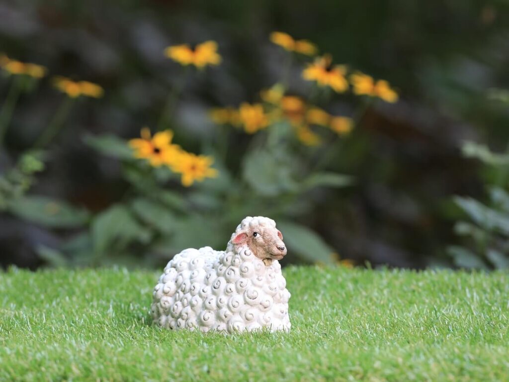 Toy Sheep Lying On The Ground